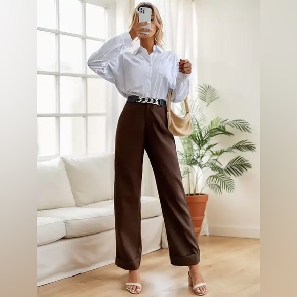 Solid Medium Rise Button Fly Pants - Picture 5 of 6